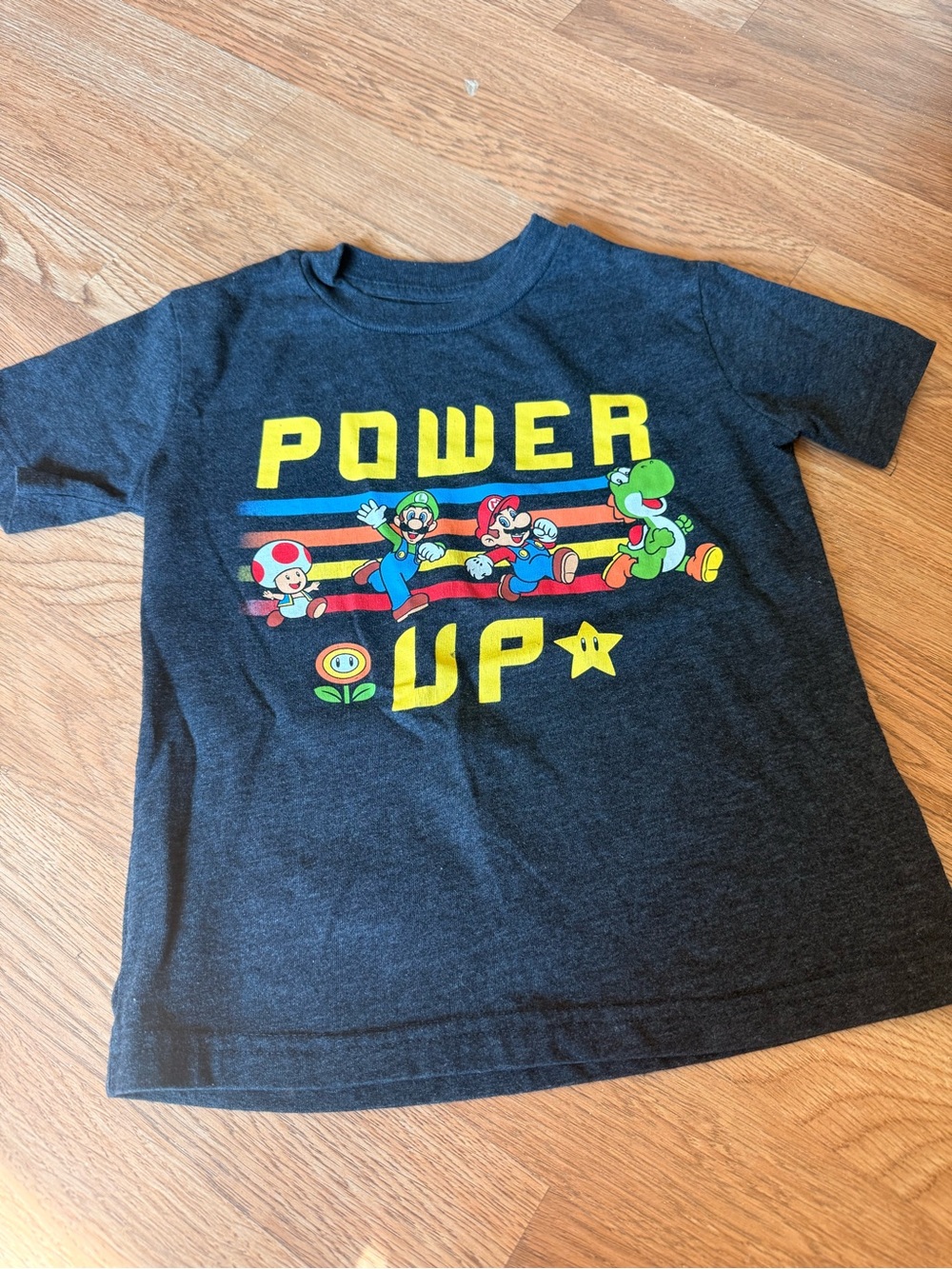 Kids Super Mario 'Power Up' Graphic Tee Charcoal 5T
